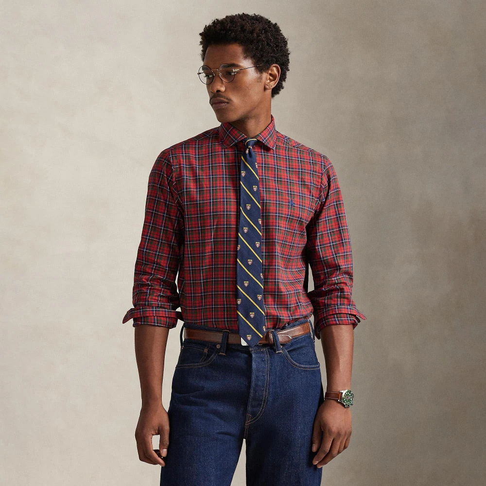 Καρό Πουκάμισο από Twill σε Γραμμή Custom Fit Polo Ralph Lauren