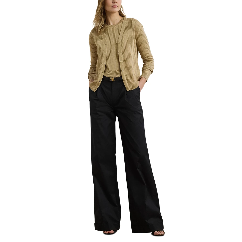 Ζακέτα με V και ριμπ πλέξη από μείγμα λινού Lauren Ralph Lauren