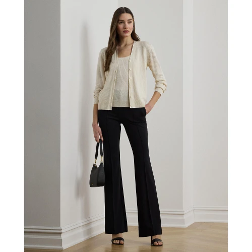 Ζακέτα με V και ριμπ πλέξη από μείγμα λινού Lauren Ralph Lauren