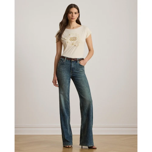 Jerseyϊ T-shirt με Κεντημένο Λογότυπο από Βαμβάκι Lauren Ralph Lauren