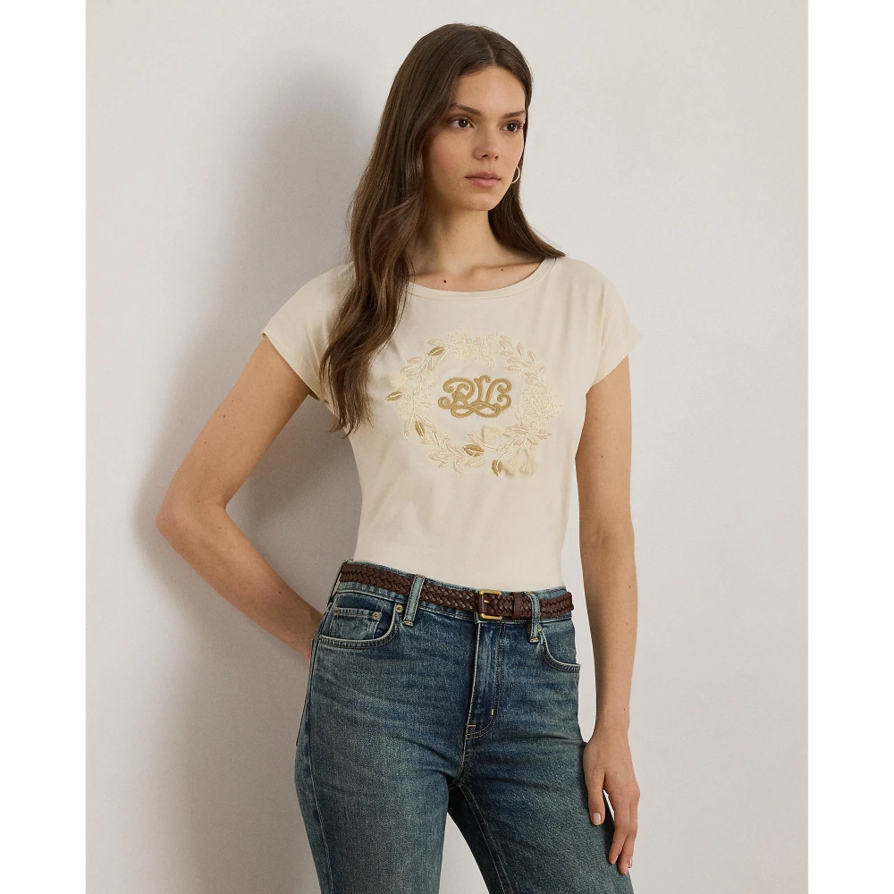 Jerseyϊ T-shirt με Κεντημένο Λογότυπο από Βαμβάκι Lauren Ralph Lauren