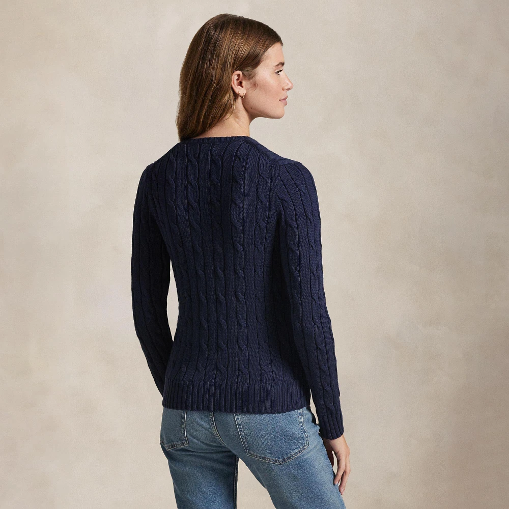 Πλεκτή βαμβακερή μπλούζα V με πλέξη cable-knit Polo Ralph Lauren