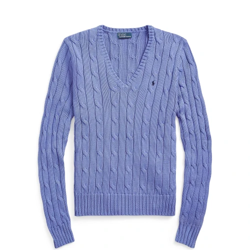 Πλεκτή βαμβακερή μπλούζα V με πλέξη cable-knit Polo Ralph Lauren