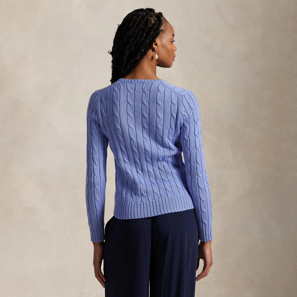 Πλεκτή βαμβακερή μπλούζα V με πλέξη cable-knit Polo Ralph Lauren