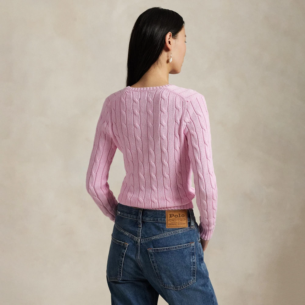 Πλεκτή βαμβακερή μπλούζα V με πλέξη cable-knit Polo Ralph Lauren