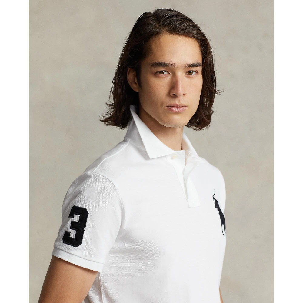Custom Slim Fit Mesh Polo Shirt με μεγάλο λογότυπο Pony Polo Ralph Lauren