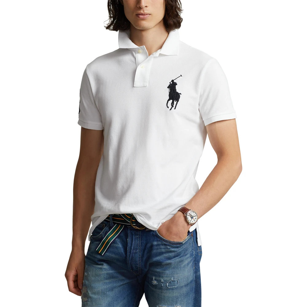 Custom Slim Fit Mesh Polo Shirt με μεγάλο λογότυπο Pony Polo Ralph Lauren
