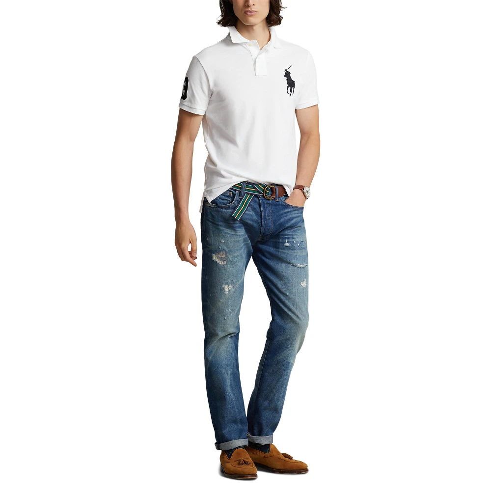 Custom Slim Fit Mesh Polo Shirt με μεγάλο λογότυπο Pony Polo Ralph Lauren
