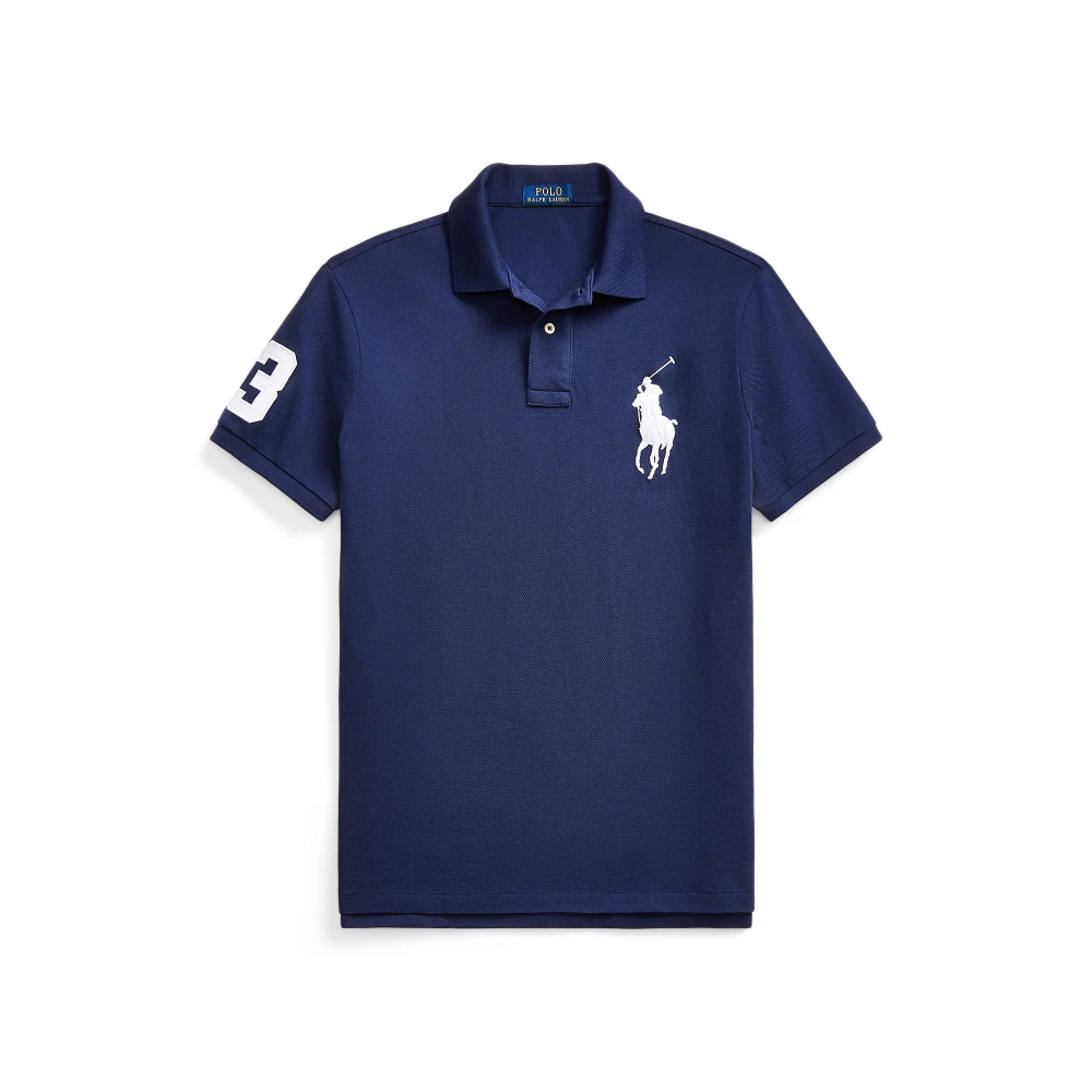 Custom Slim Fit Mesh Polo Shirt με μεγάλο λογότυπο Pony Polo Ralph Lauren