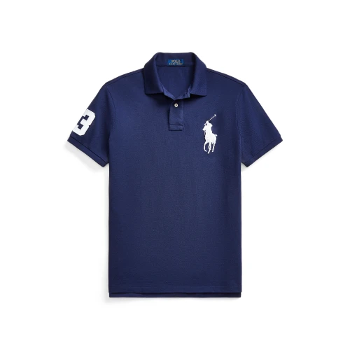 Custom Slim Fit Mesh Polo Shirt με μεγάλο λογότυπο Pony Polo Ralph Lauren