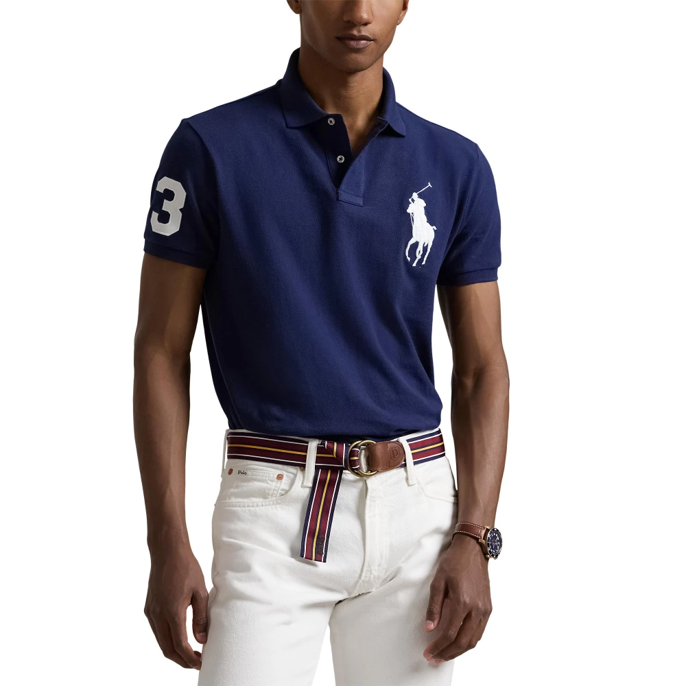Custom Slim Fit Mesh Polo Shirt με μεγάλο λογότυπο Pony Polo Ralph Lauren