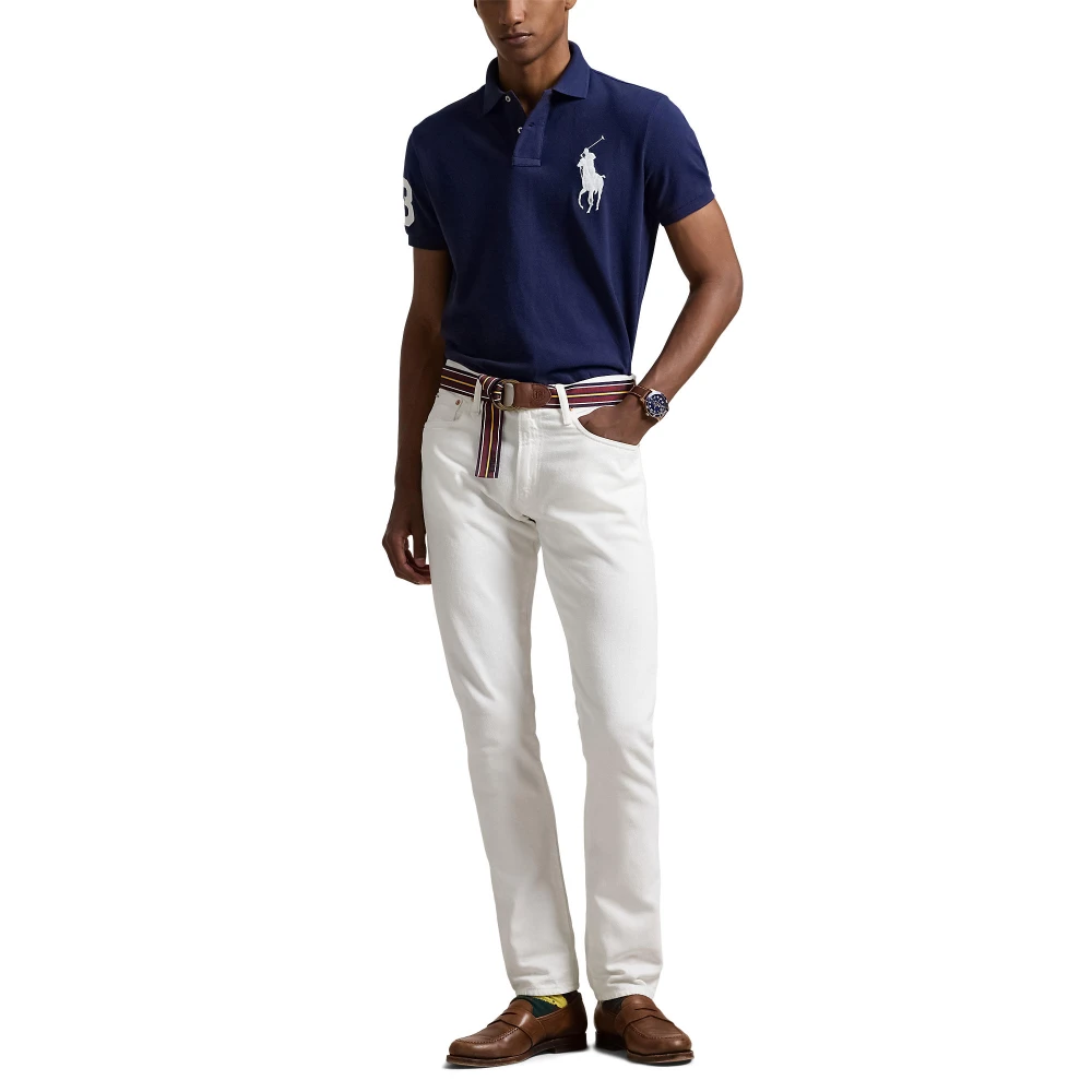 Custom Slim Fit Mesh Polo Shirt με μεγάλο λογότυπο Pony Polo Ralph Lauren