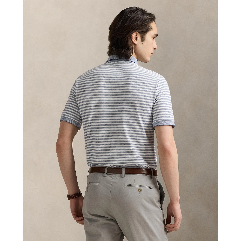 Polo Shirt Custom Slim Fit Striped Mesh Polo Ralph Lauren