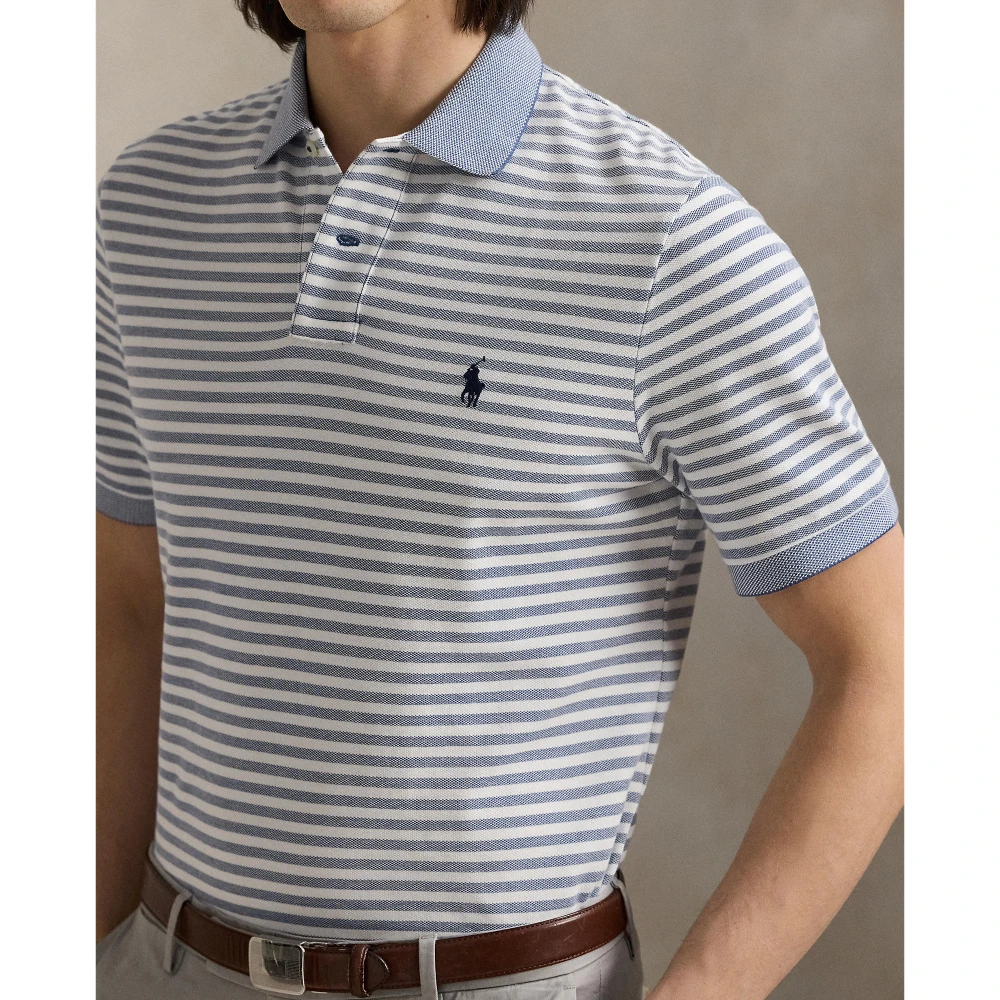 Polo Shirt Custom Slim Fit Striped Mesh Polo Ralph Lauren
