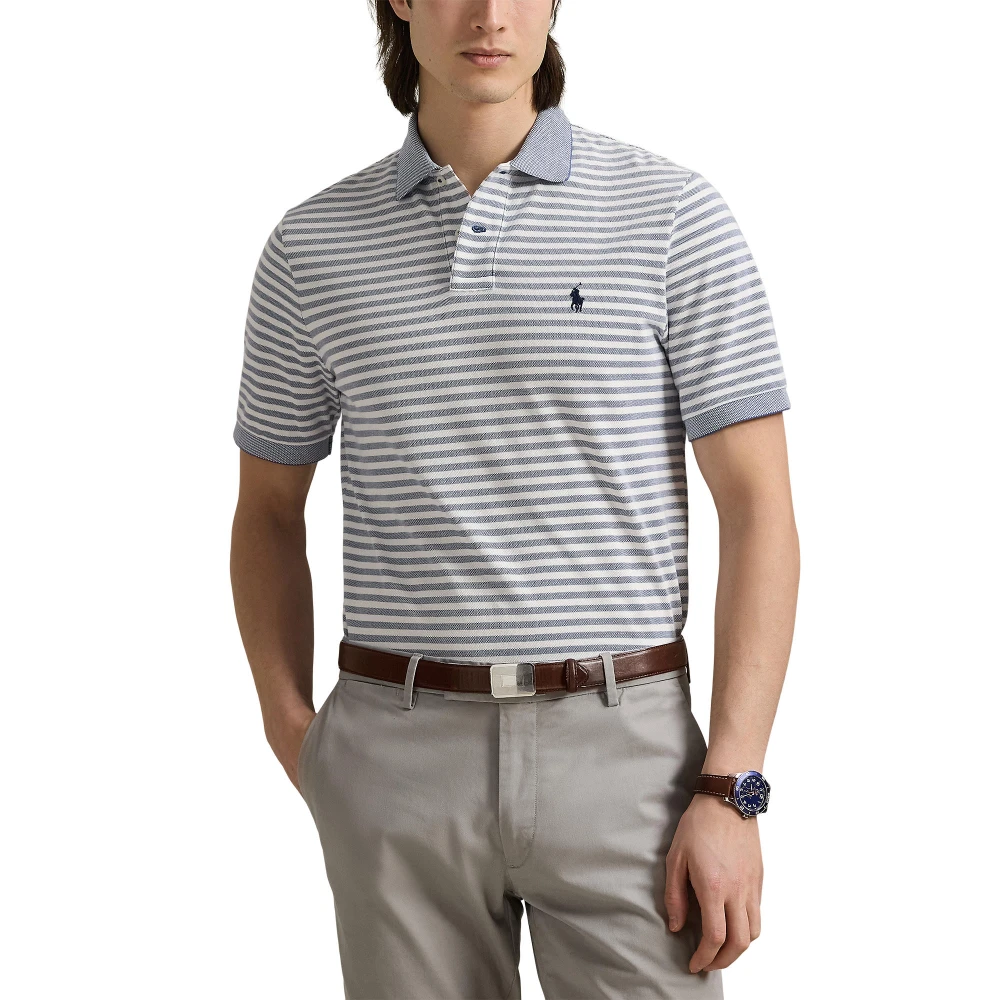 Polo Shirt Custom Slim Fit Striped Mesh Polo Ralph Lauren