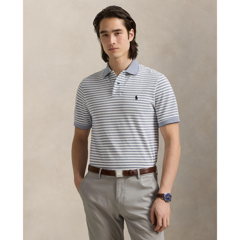 Polo Shirt Custom Slim Fit Striped Mesh Polo Ralph Lauren
