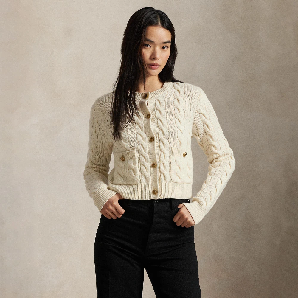 Cardigan με πλεξούδα από μάλλινο και κασμίρι Polo Ralph Lauren.