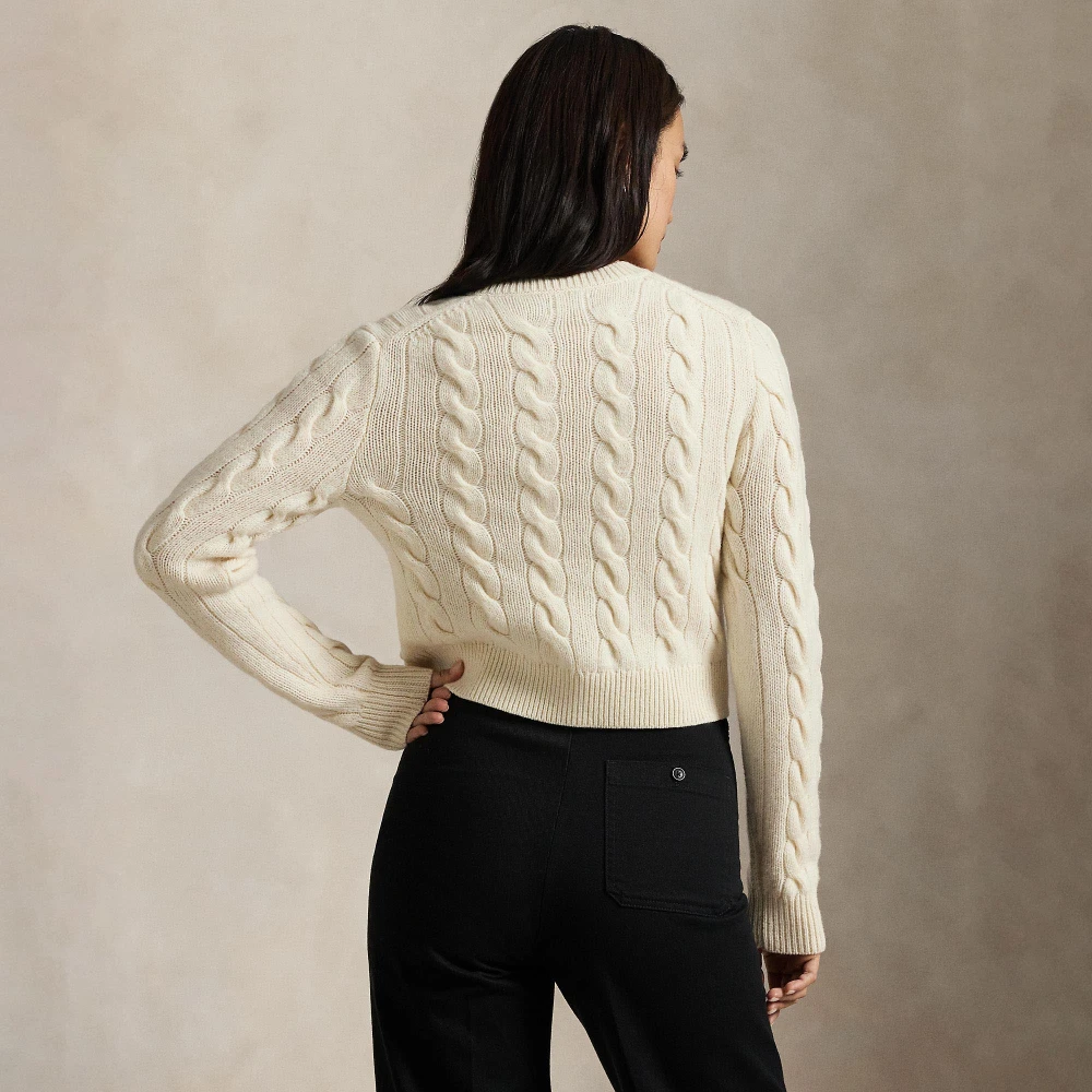Cardigan με πλεξούδα από μάλλινο και κασμίρι Polo Ralph Lauren.