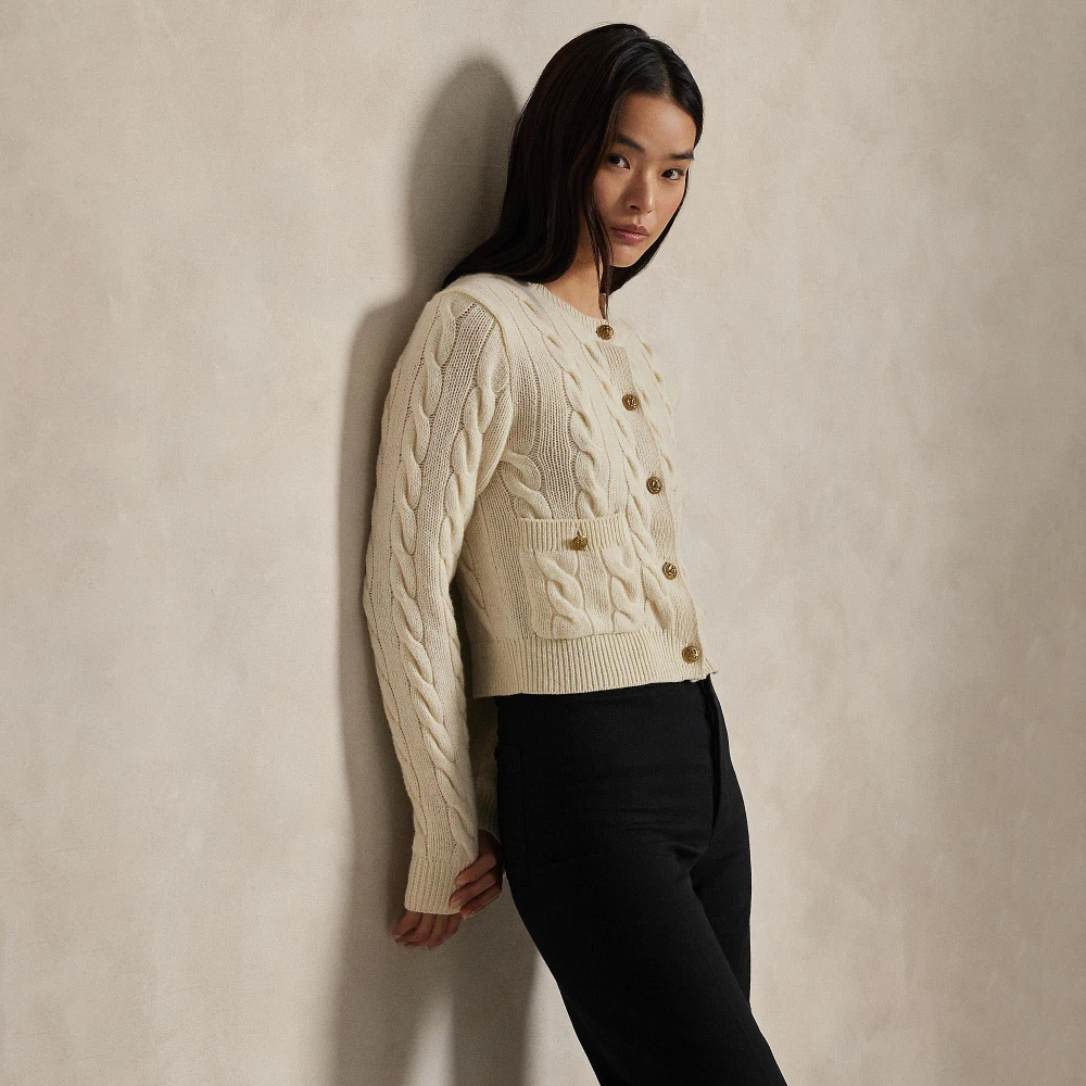 Cardigan με πλεξούδα από μάλλινο και κασμίρι Polo Ralph Lauren.