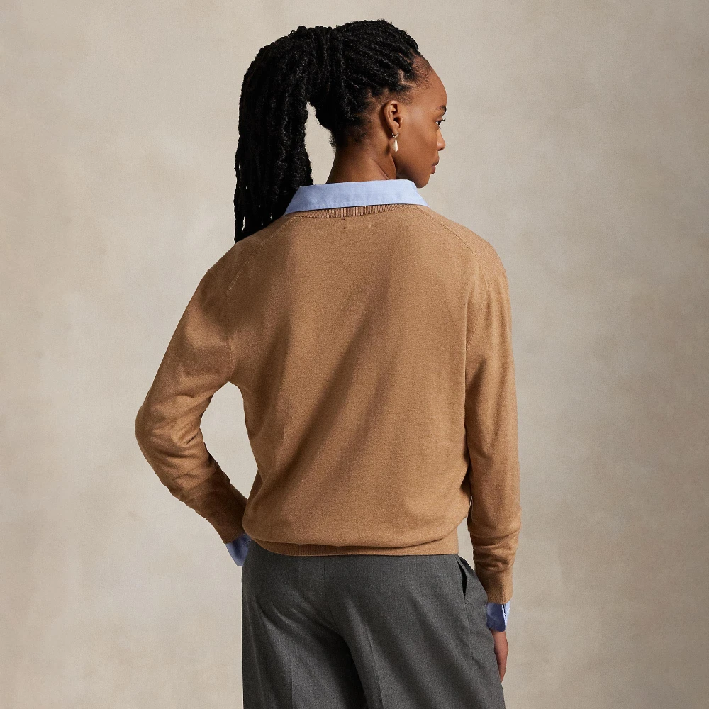 Πλεκτή μπλούζα από βαμβάκι με V λαιμόκοψη Polo Ralph Lauren