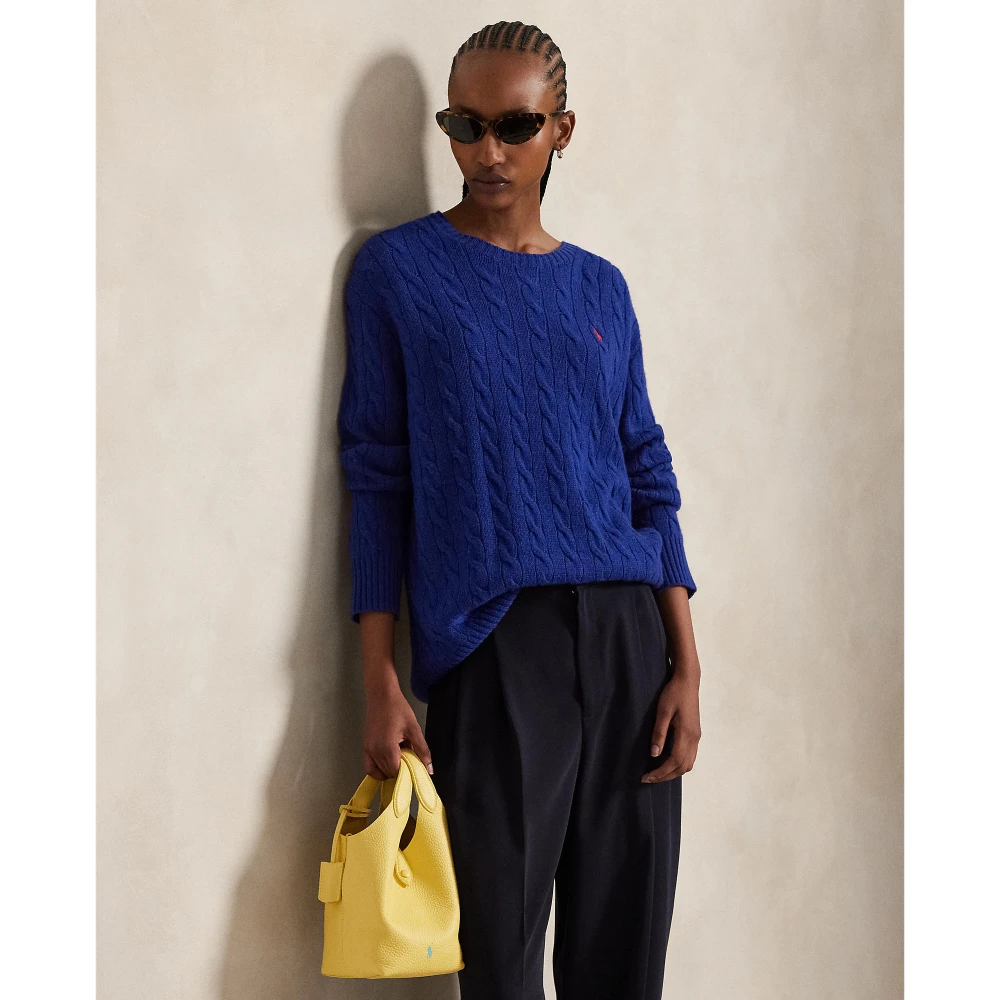 Πλεκτή μπλούζα με στρογγυλή λαιμόκοψη από μαλλί και κασμίρι με σχέδιο πλεξούδας Polo Ralph Lauren