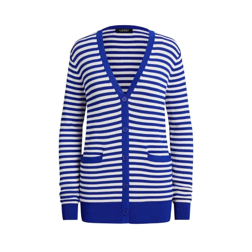Γυναικεία Ριγέ Ζακέτα Lauren Ralph Lauren με V Λαιμόκοψη σε Μπλε και Λευκό