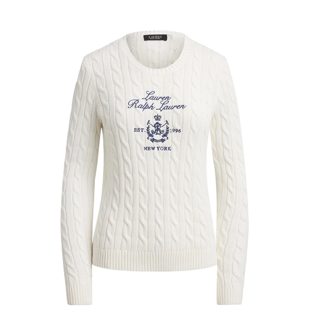 Γυναικείο Πουλόβερ Lauren Ralph Lauren με Κεντημένο Έμβλημα σε Λευκό
