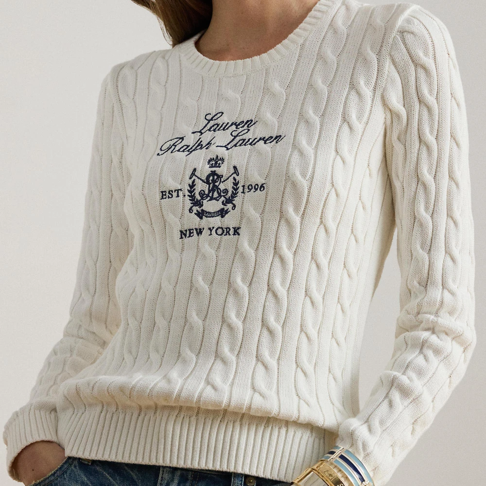 Γυναικείο Πουλόβερ Lauren Ralph Lauren με Κεντημένο Έμβλημα σε Λευκό