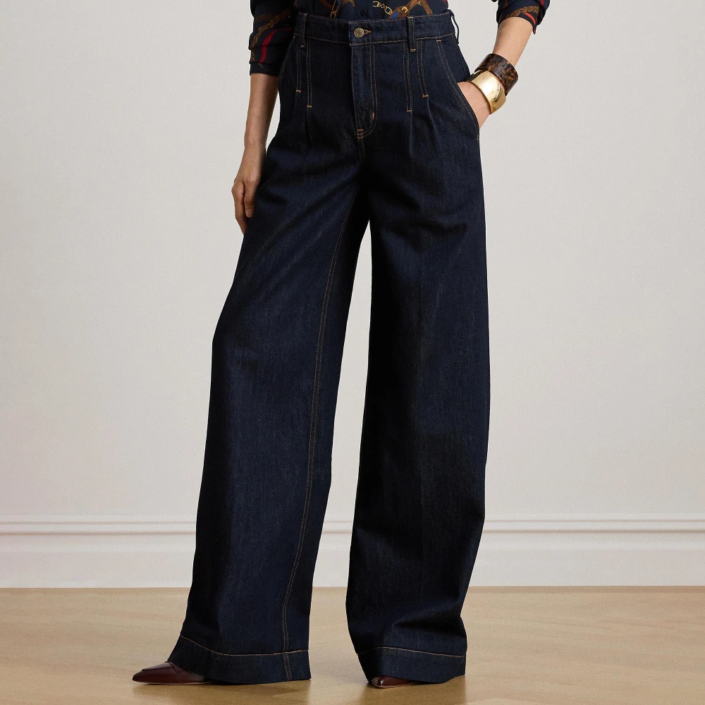 Γυναικείο Τζιν Παντελόνι Lauren Ralph Lauren με Πιέτες και Φαρδύ Ποδόγυρο σε Απόχρωση Vayra Wash