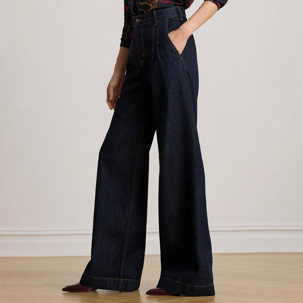 Γυναικείο Τζιν Παντελόνι Lauren Ralph Lauren με Πιέτες και Φαρδύ Ποδόγυρο σε Απόχρωση Vayra Wash