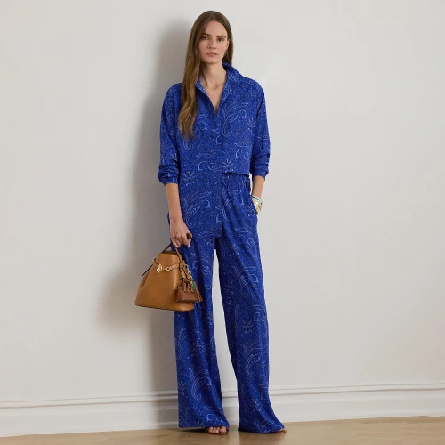 Γυναικείο Τζιν Παντελόνι Lauren Ralph Lauren Ψηλόμεσο με Φαρδύ Ποδόγυρο σε Απόχρωση Galvin Wash