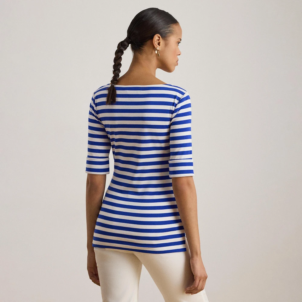 Γυναικείο Ριγέ Μπλουζάκι Lauren Ralph Lauren με Λαιμόκοψη Μπόατ