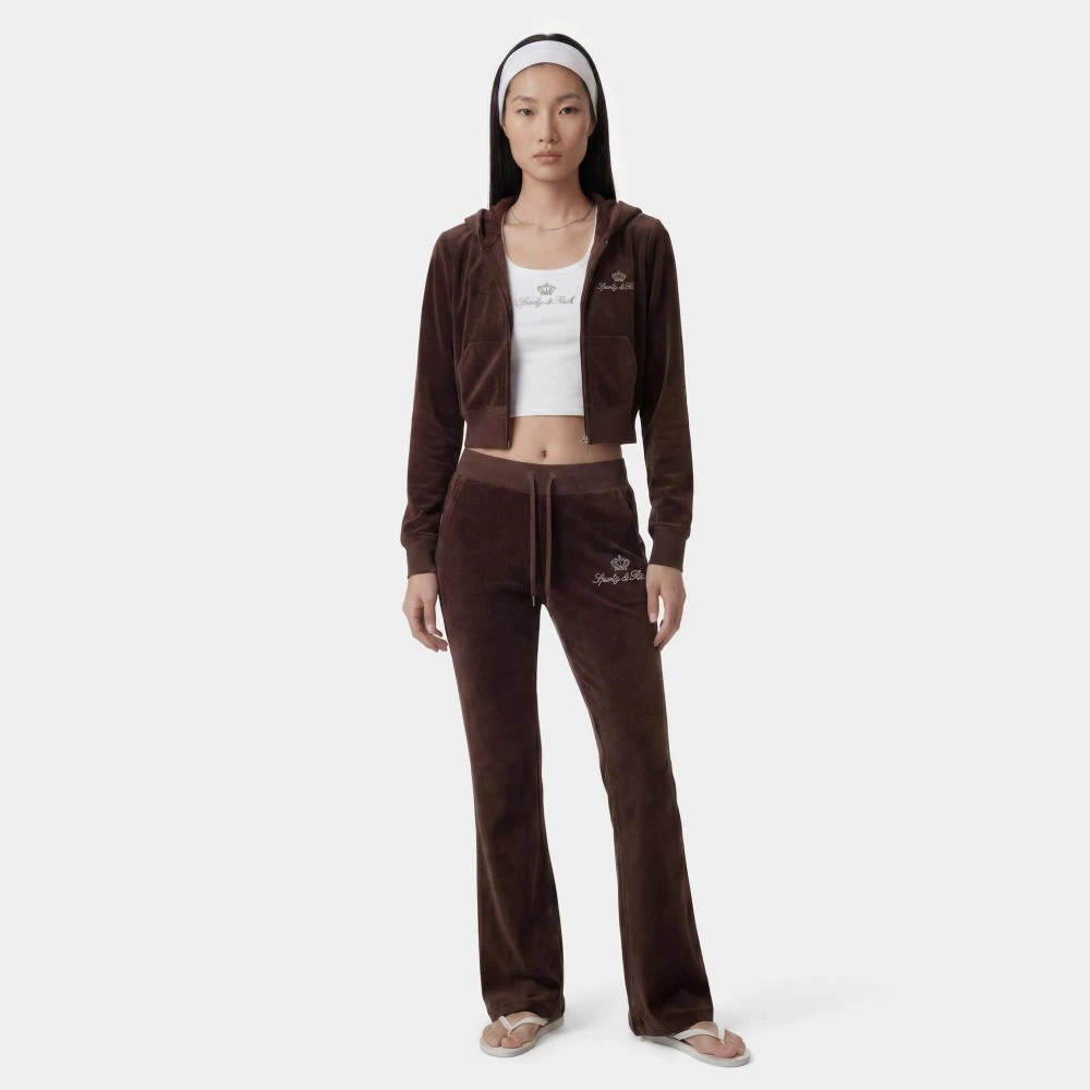 Sporty & Rich x Juicy Couture – Βελούδινο Παντελόνι Φόρμας Σοκολατί