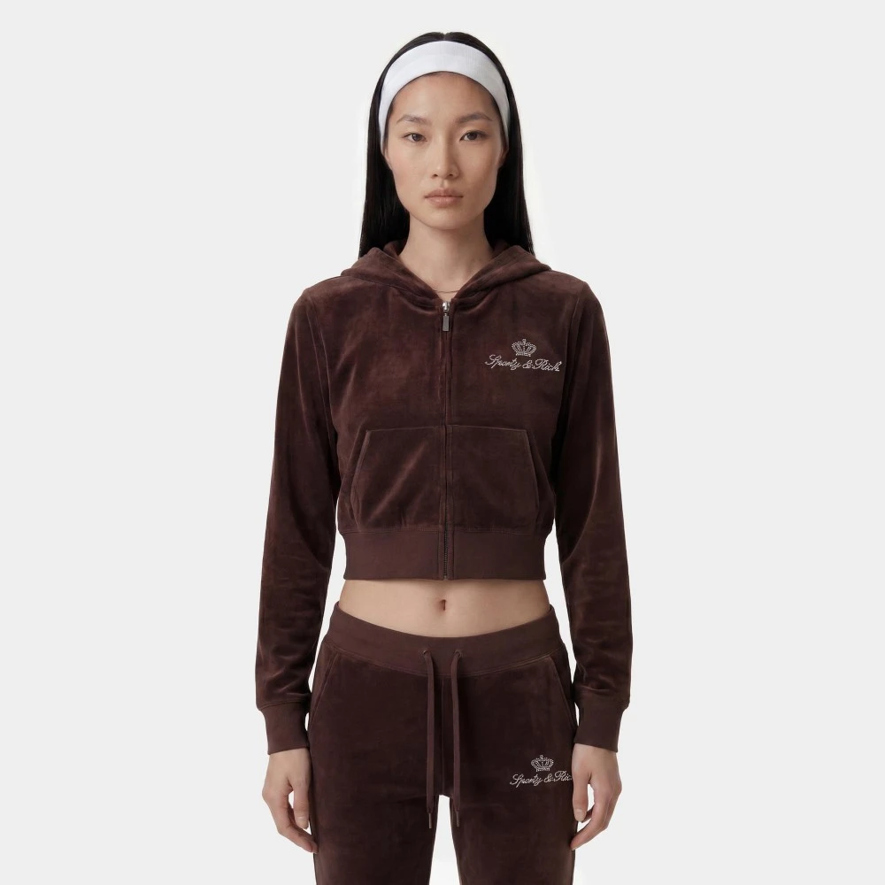 Sporty & Rich x Juicy Couture – Βελούδινο Παντελόνι Φόρμας Σοκολατί