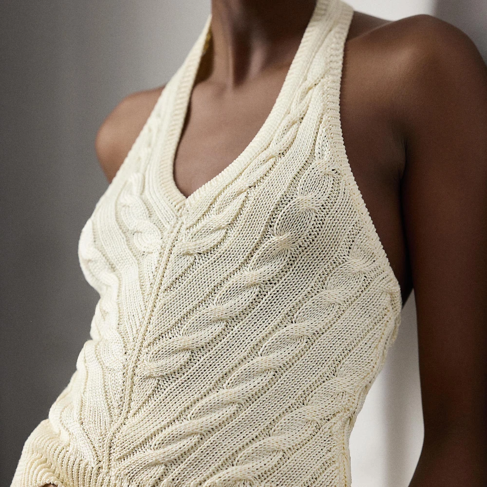 Γυναικείο Αμάνικο Halter Silk Cable-Knit Sweater Ralph Lauren