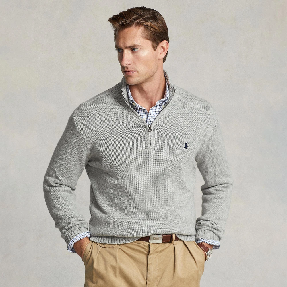 Πουλόβερ από βαμβάκι με φερμουάρ και mockneck Polo Ralph Lauren