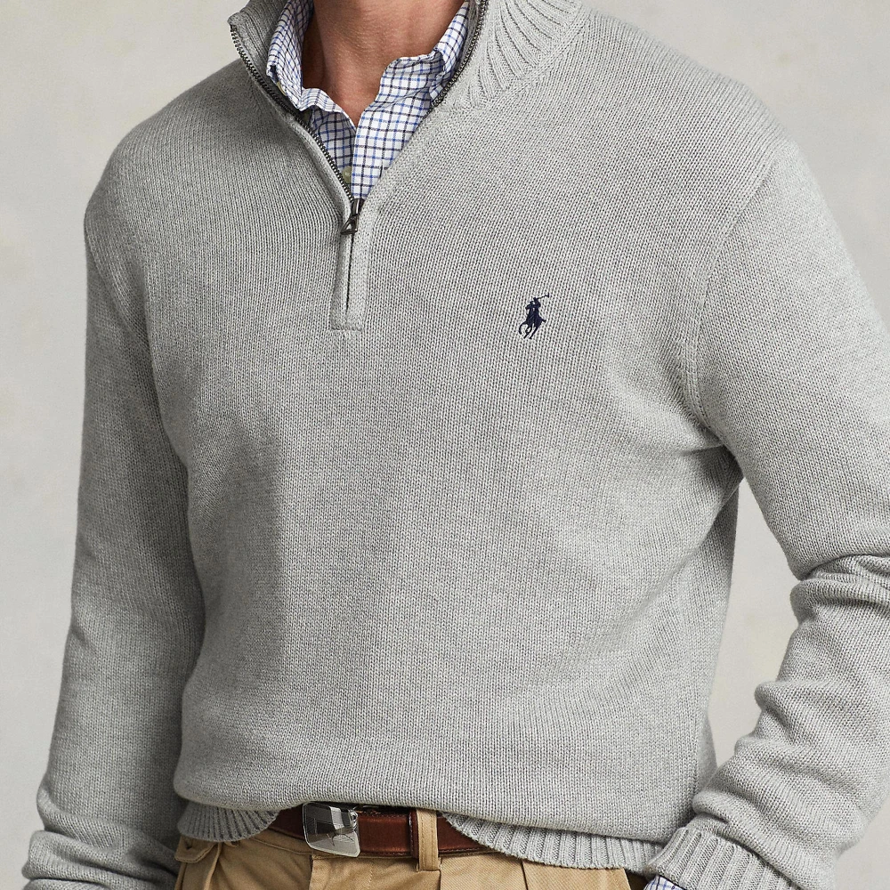 Πουλόβερ από βαμβάκι με φερμουάρ και mockneck Polo Ralph Lauren