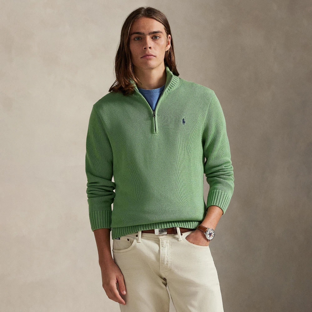 Πουλόβερ από βαμβάκι με φερμουάρ και mockneck Polo Ralph Lauren
