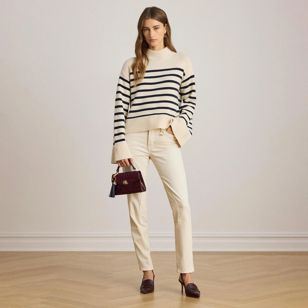 Γυναικείο Ριγέ Πλεκτό Lauren Ralph Lauren από Μάλλινο Μείγμα σε Εκρού και Μπλε