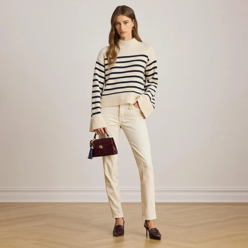 Γυναικείο Ριγέ Πλεκτό Lauren Ralph Lauren από Μάλλινο Μείγμα σε Εκρού και Μπλε