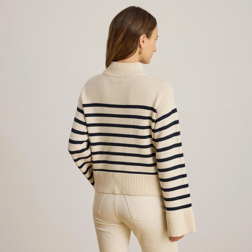 Γυναικείο Ριγέ Πλεκτό Lauren Ralph Lauren από Μάλλινο Μείγμα σε Εκρού και Μπλε