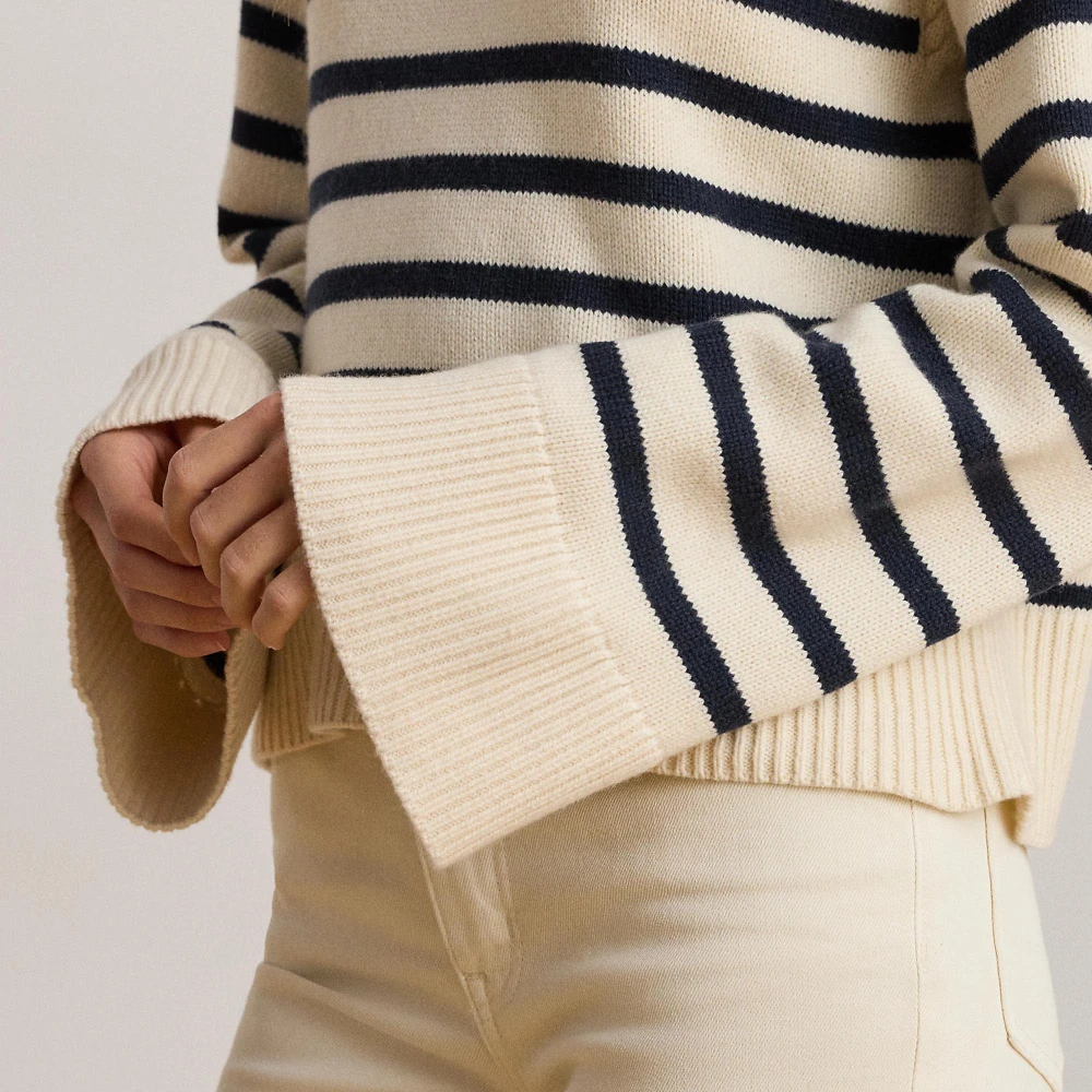 Γυναικείο Ριγέ Πλεκτό Lauren Ralph Lauren από Μάλλινο Μείγμα σε Εκρού και Μπλε