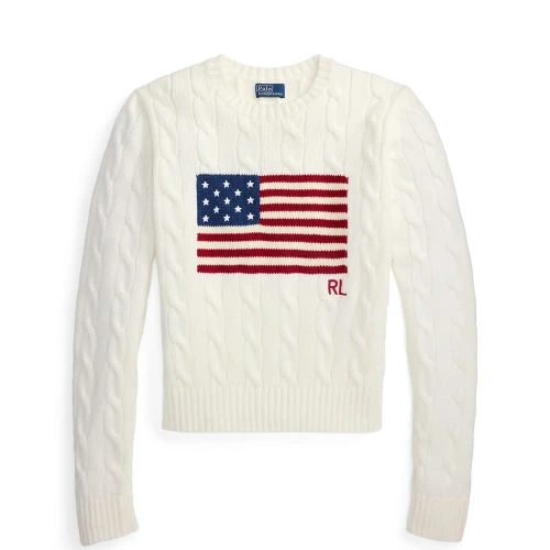 Πουλόβερ από βαμβάκι με cable-knit πλέξη και σημαία Polo Ralph Lauren