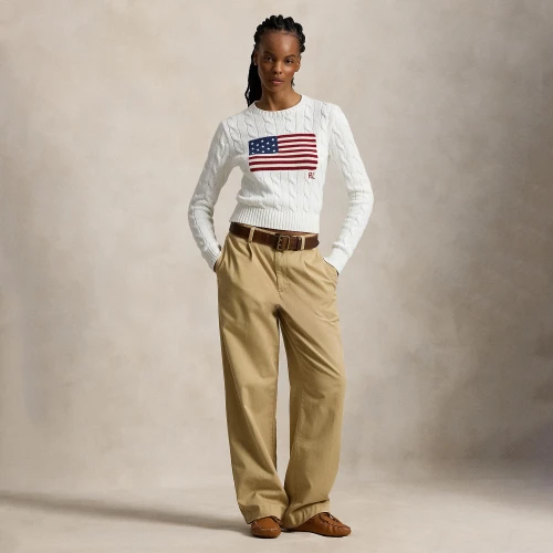 Πουλόβερ από βαμβάκι με cable-knit πλέξη και σημαία Polo Ralph Lauren