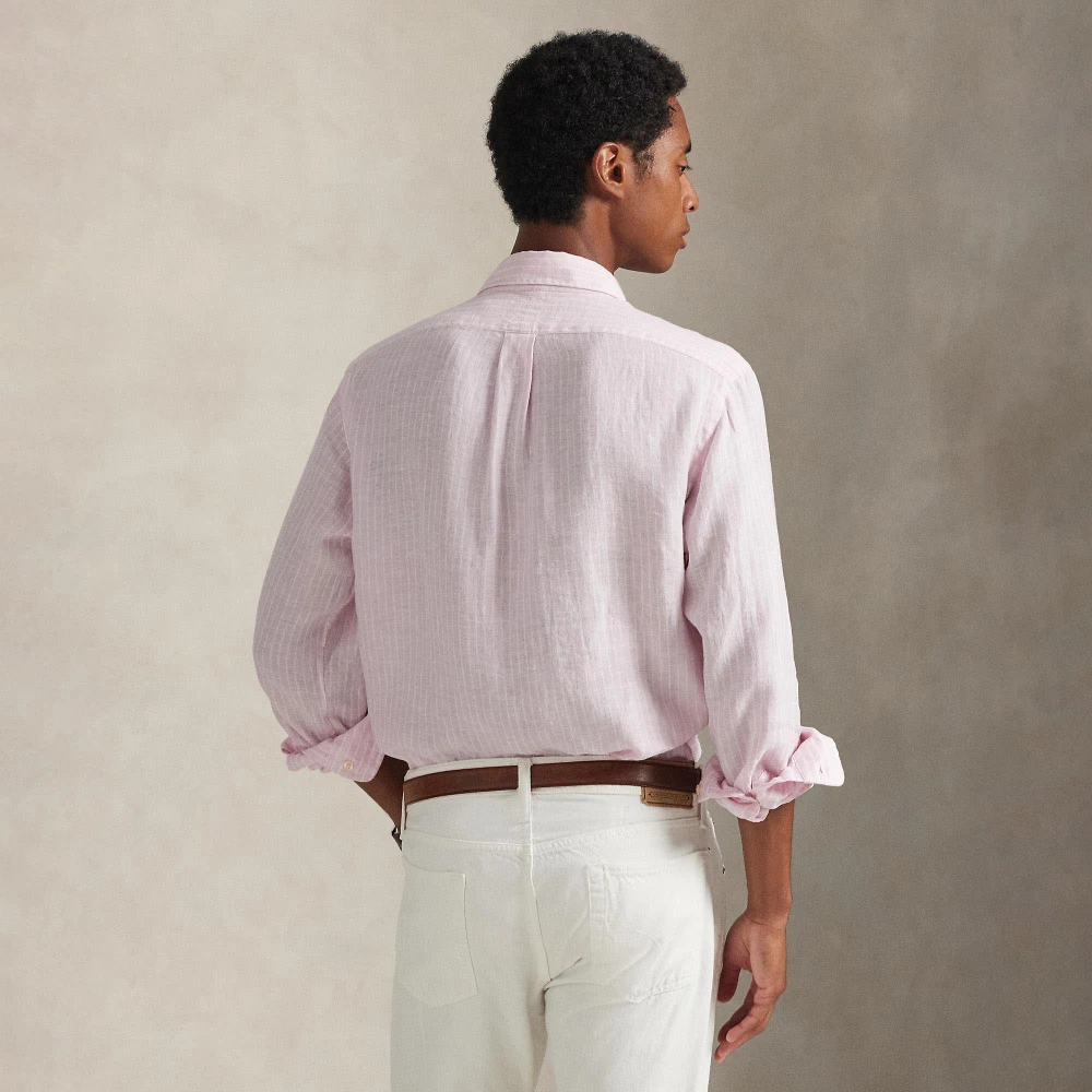 Ριγέ λινό πουκάμισο Custom Fit Polo Ralph Lauren