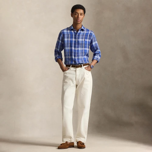 Ανδρικό Custom Fit Καρό Λινό Πουκάμισο — Polo Ralph Lauren
