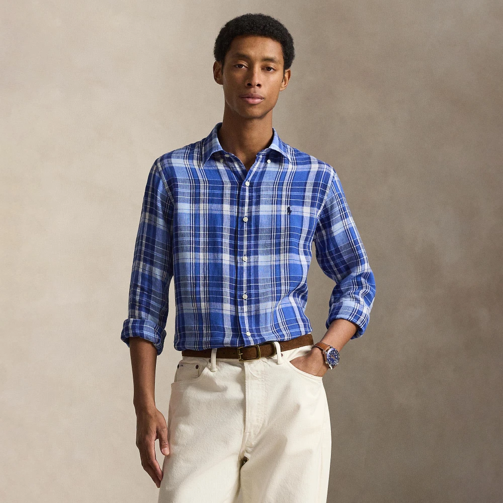Ανδρικό Custom Fit Καρό Λινό Πουκάμισο — Polo Ralph Lauren