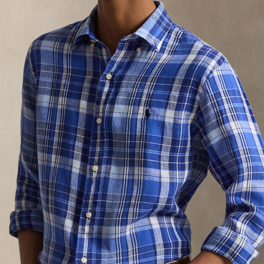 Ανδρικό Custom Fit Καρό Λινό Πουκάμισο — Polo Ralph Lauren