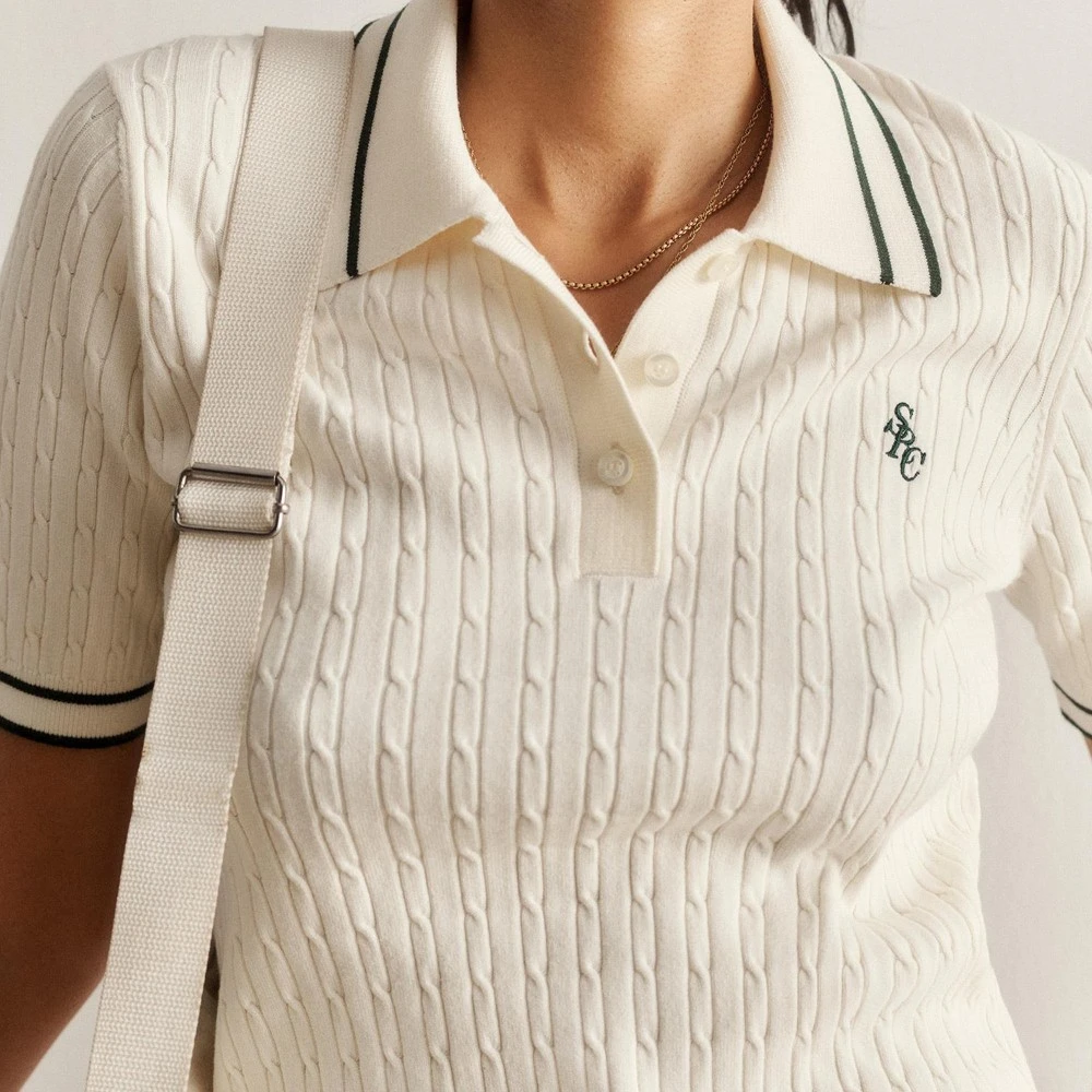 Γυναικεία Πλεκτή Μπλούζα Polo με Σχέδιο Cable Knit Sporty & Rich