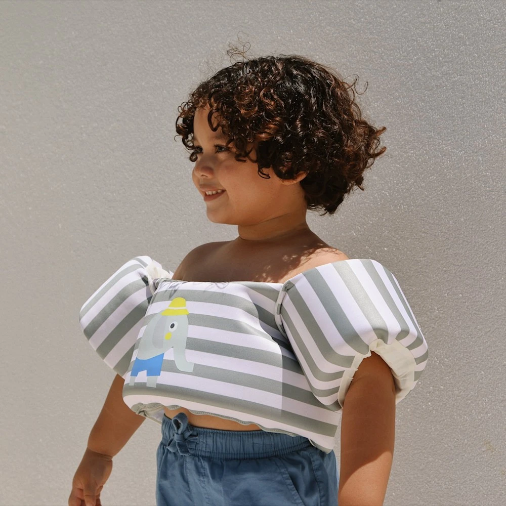 Γιλέκο Κολύμβησης - Σωσίβιο Floatie Jacket 3-6 - Eli the Elephant Πράσινη Ρίγα SUNNYLIFE